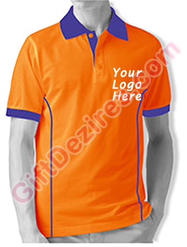 Designer Orange and Blue Color Mens Logo T Shirts